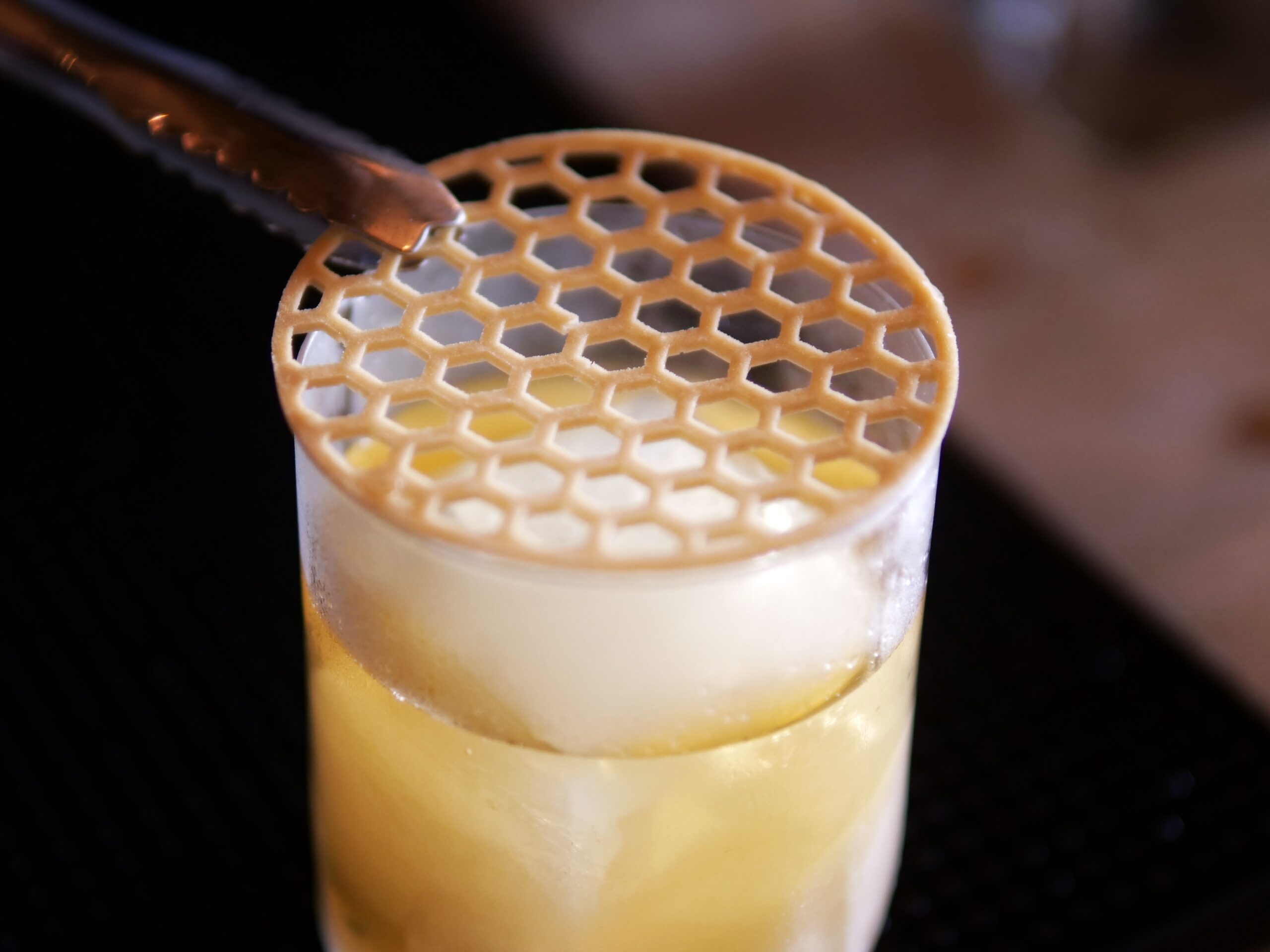 Serving the Honeygroni at Apiary, cafe & Bar in Brighton