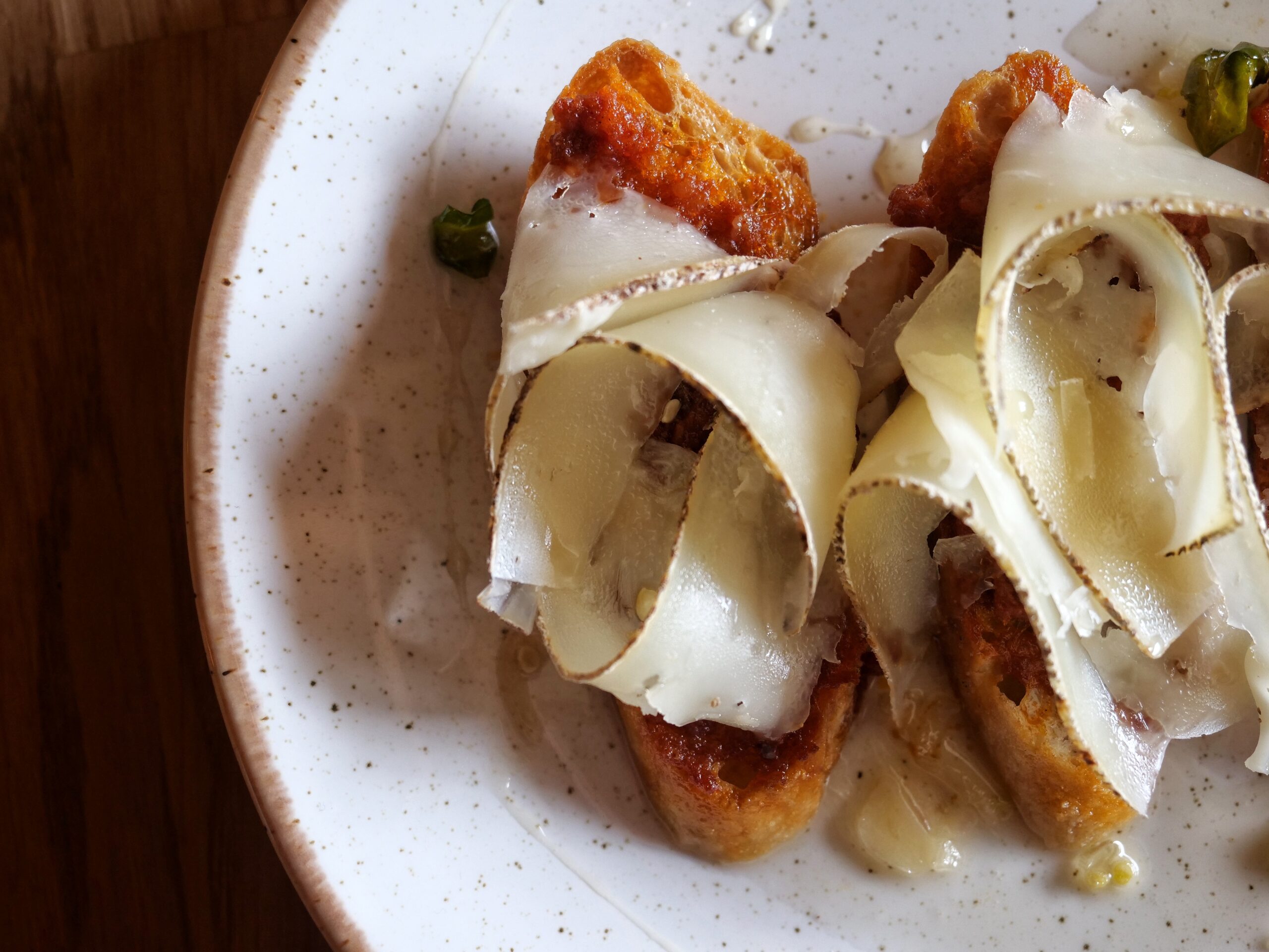 Sobrasada Crostini with Manchego and Jalapeno Honey