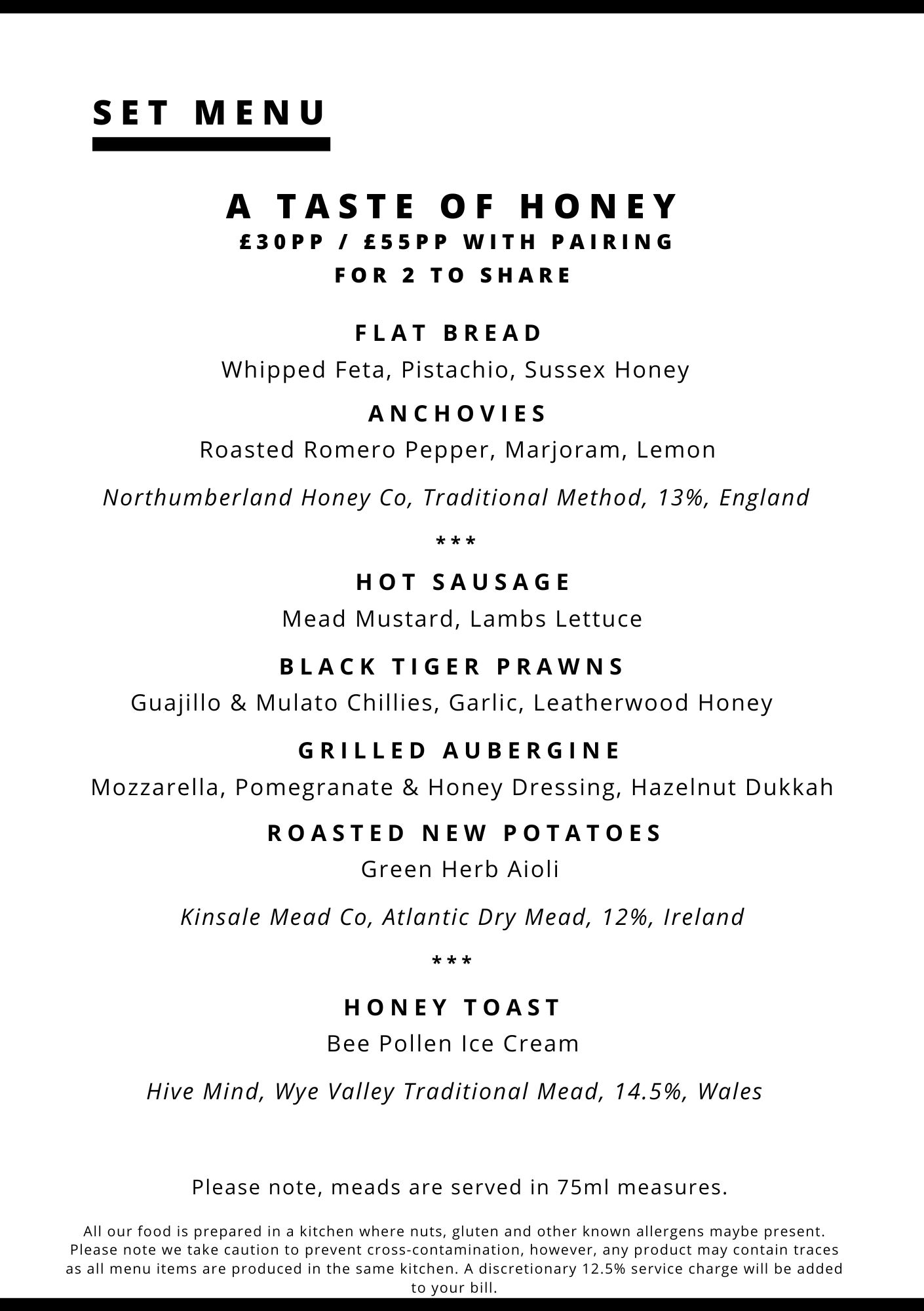 Taste of Honey Set Menu - Apiary