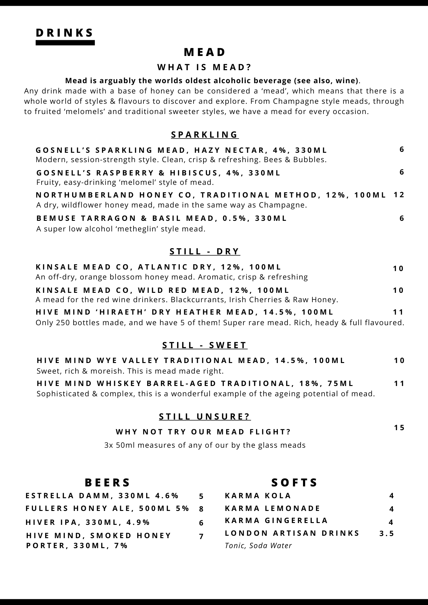 Apiary Mead List