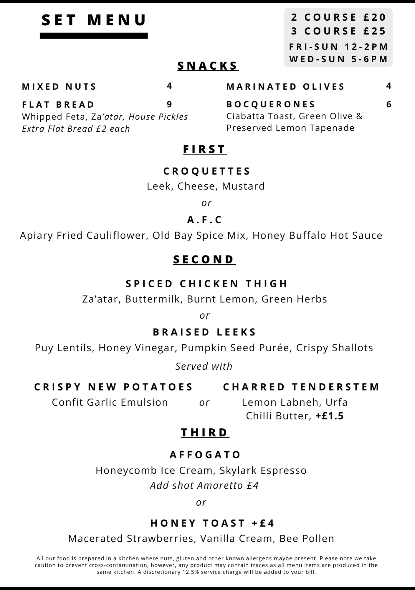 Set Menu - Apiary